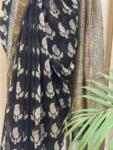 Maheshwari Silk Hand Block Printed Saree in Black & Mustard – Authentic Handloom Weave by Shriyyum