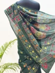 Green Kantha Hand Embroidery Bangalore Silk Saree – A Symphony of Threads and Tradition