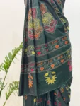 Green Kantha Hand Embroidery Bangalore Silk Saree – A Symphony of Threads and Tradition