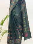Green Kantha Hand Embroidery Bangalore Silk Saree – A Symphony of Threads and Tradition