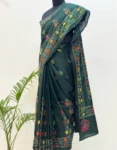 Green Kantha Hand Embroidery Bangalore Silk Saree – A Symphony of Threads and Tradition