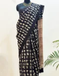 Pure Mul Cotton Saree in Black colour with quirky design