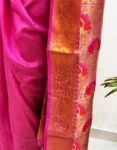 Pure Mulberry Silk Saree in Royal Mauve with Handwoven Golden Zari Border & Rich Pallu – Shriyyum Exclusive
