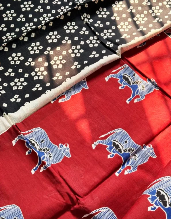 Pure Mul Cotton Hand Block Printed Saree