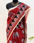 Pure Mul Cotton Hand Block Printed Saree
