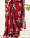 Pure Mul Cotton Hand Block Printed Saree