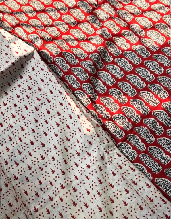 Pure Mul Cotton Hand Block Printed Saree